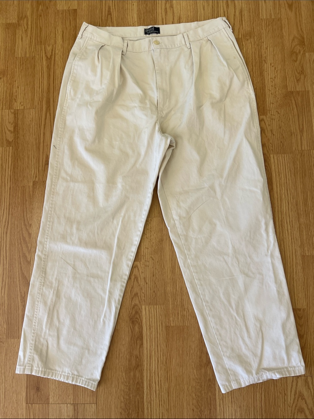 Vintage Polo Ralph Lauren Men’s Pants Cream Pleated Pants Sz 36W x 30L